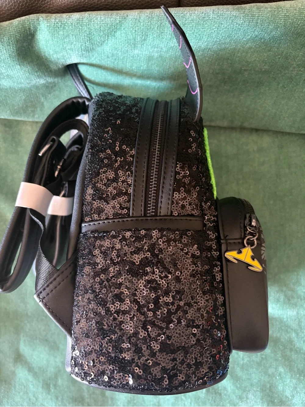 Loungefly Black, Green & Purple Dragon Sequin Backpack